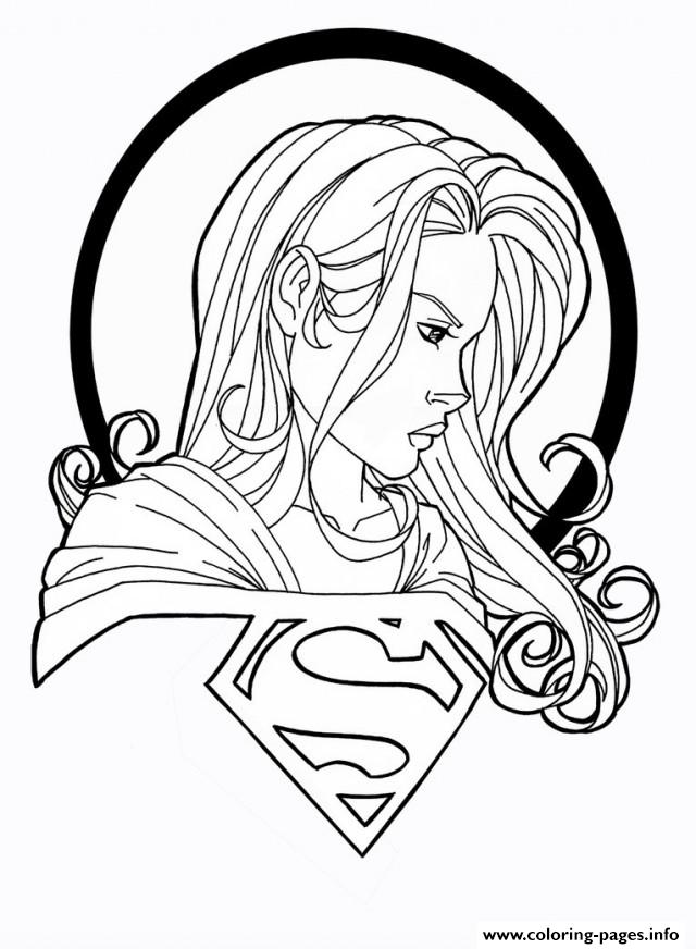 Supergirl With Logo Coloring page Printable