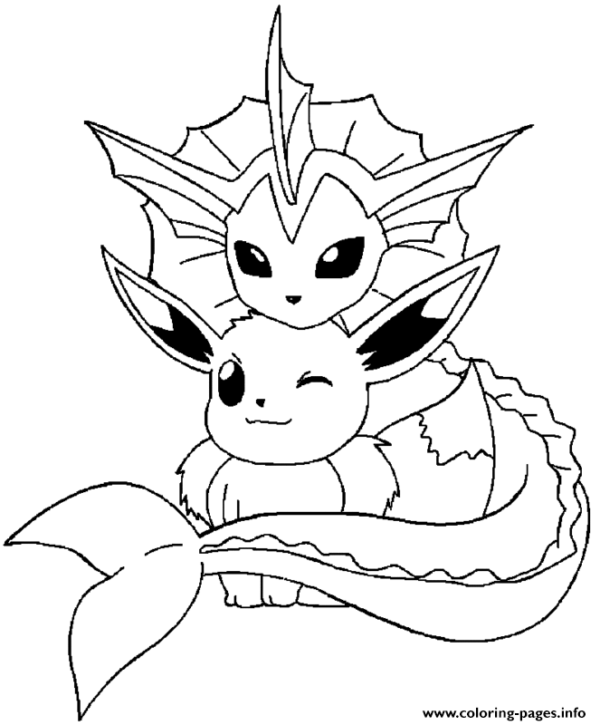 Vaporeon And Eevee Coloring Pages Printable