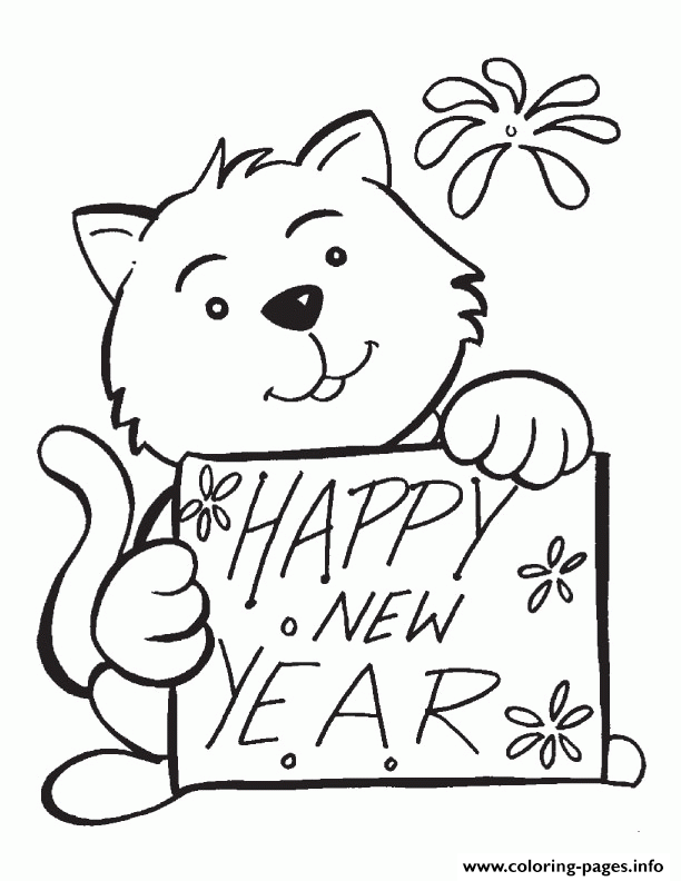 Happy New Year Buddy Coloring Page coloring