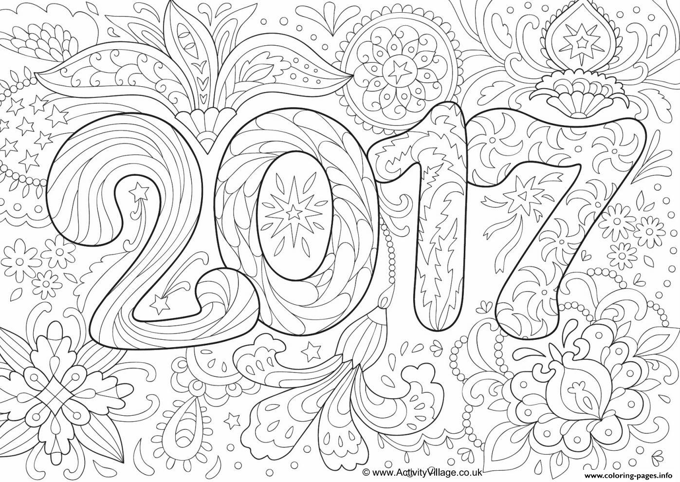 Doodle Adult New Year 2017 Coloring Pages Printable