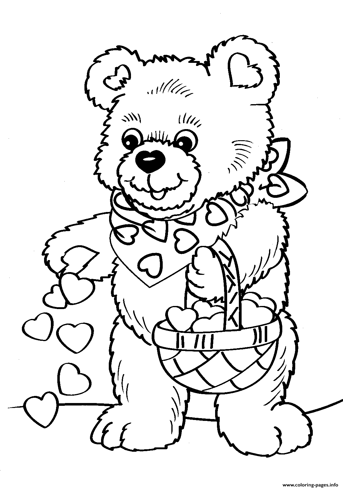 Valentines Day Teddy Bear coloring