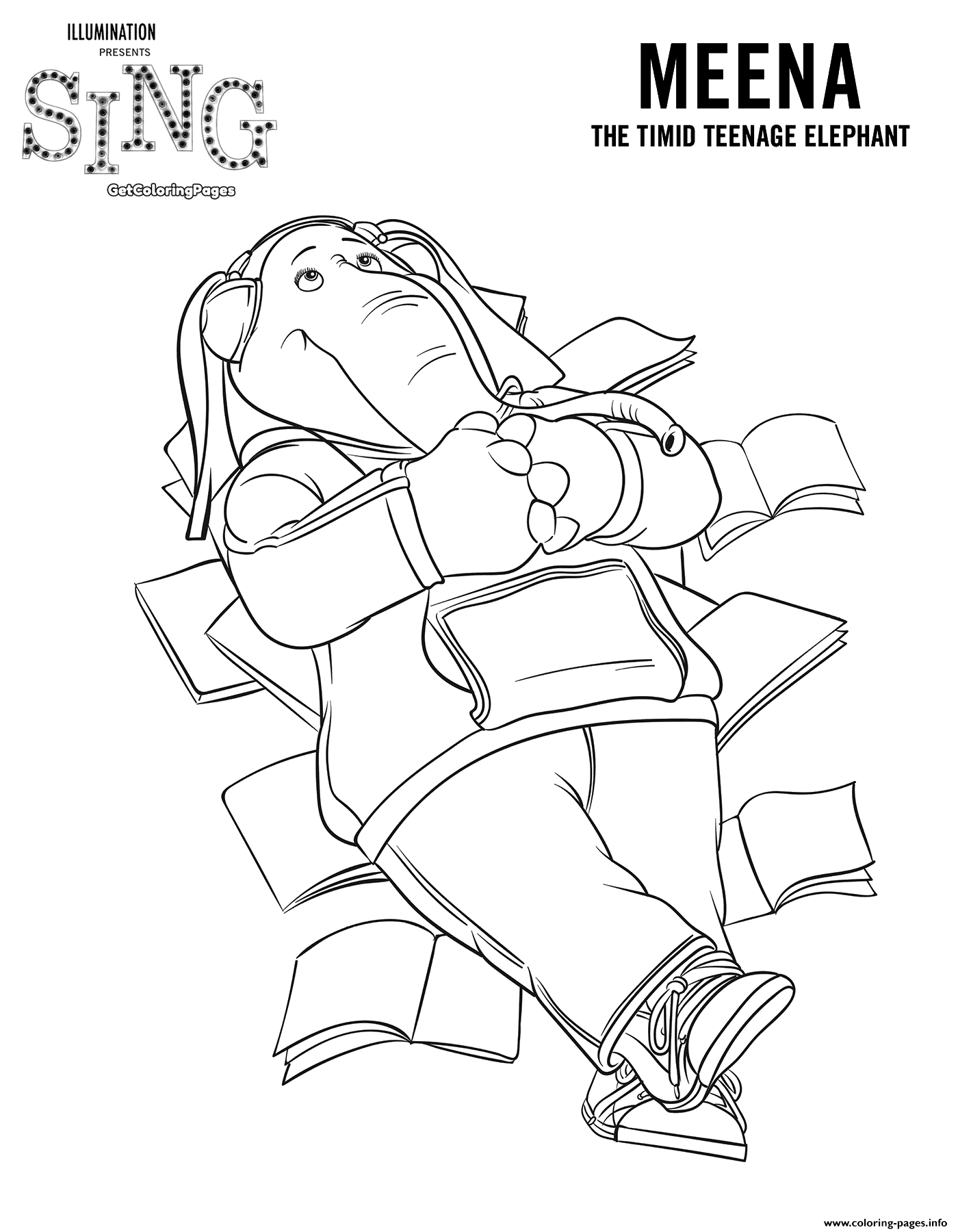 Sing Movie Coloring Pages Elephant Meena coloring