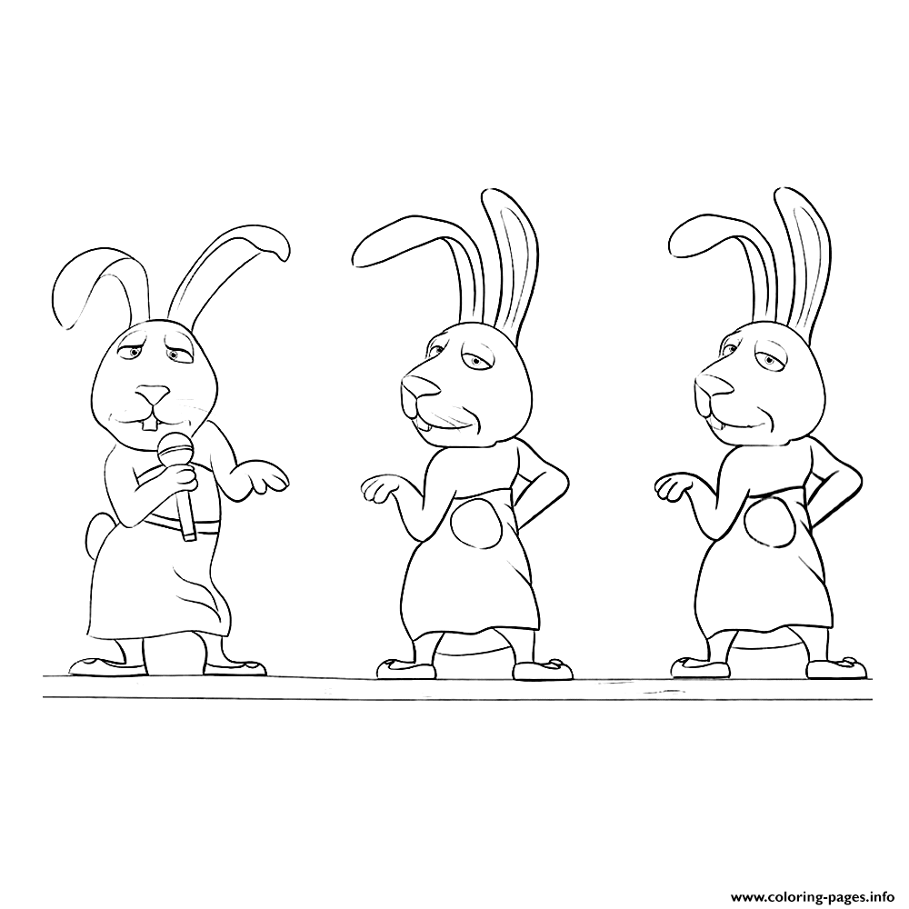 3 Rabbits From Sing To Color coloring