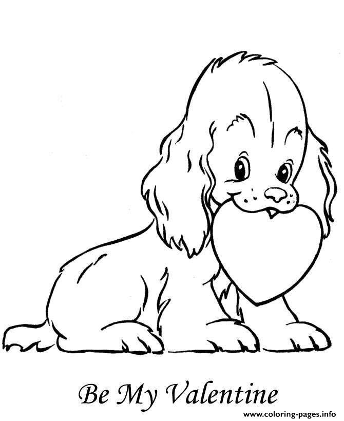 Valentine Heart Puppy Be My Valentine Coloring page Printable