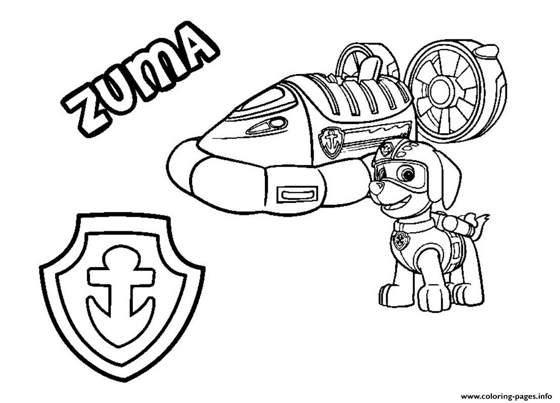 PAW Patrol Zuma S Hovercraft Vehicle Coloring Pages Printable