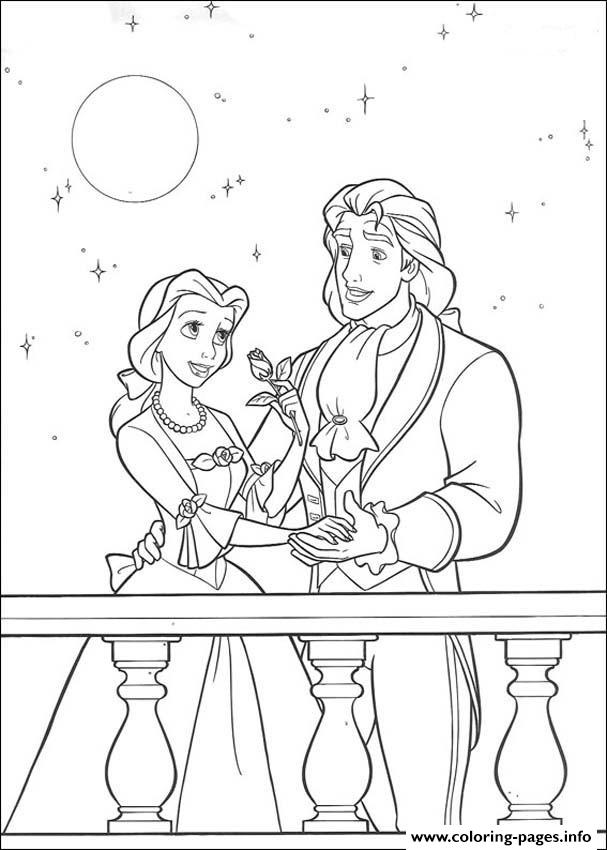 Belle And Prince On Balcony E517 Beauty And Beast Disney coloring