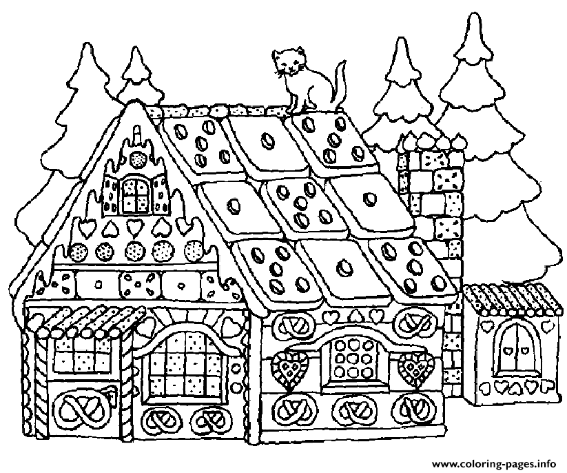 Christmas Gingerbread House Coloring page Printable