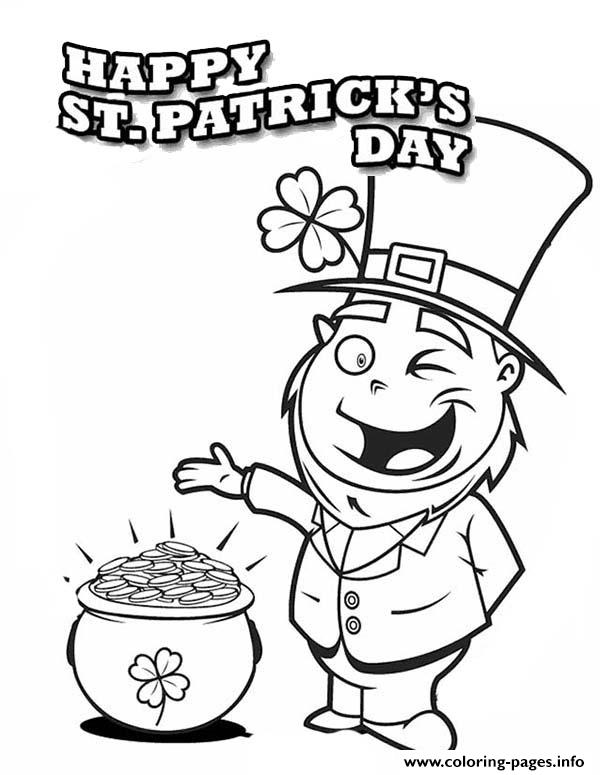 A Happy Leprechaun Found Pot Of Gold On St Patricks Day coloring