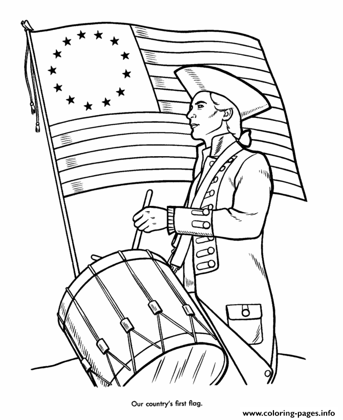 First Flag Presidents Day coloring