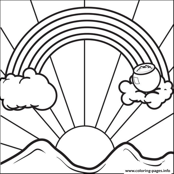 Printable Rainbow With A Pot Of Gold coloring pages