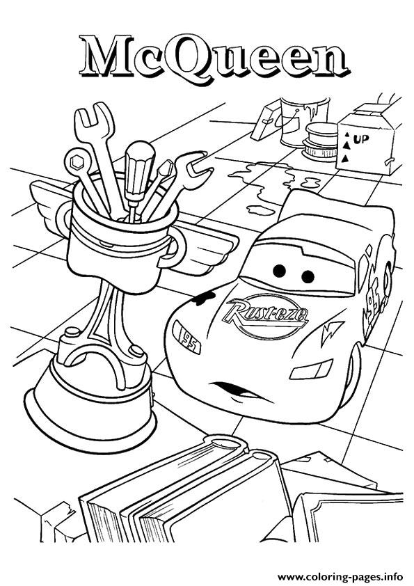 Cars The Surprised Lightning McQueen A4 Disney coloring