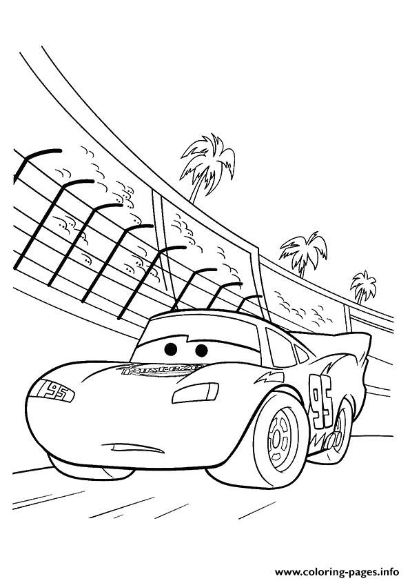 Cars Lightning McQueen Backside Coconut Tree A4 Disney coloring