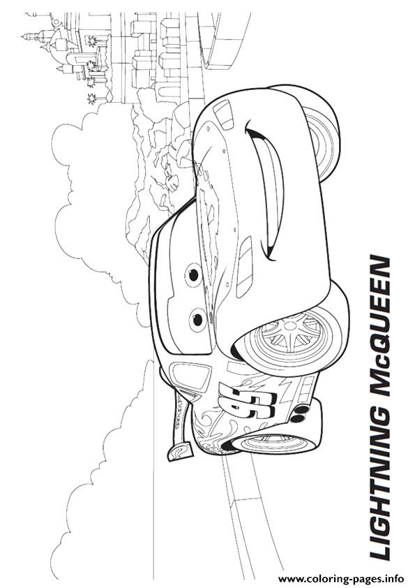 Cars Lightning McQueen In City A4 Disney coloring