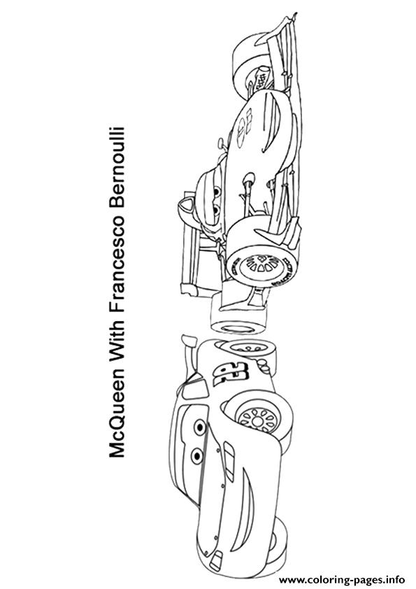 cars the mcqueen with francesco bernoulli a4 disney printable coloring pages book