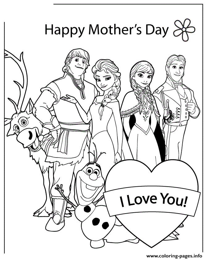 All Disney Frozen Characters Happy Mothers Day coloring