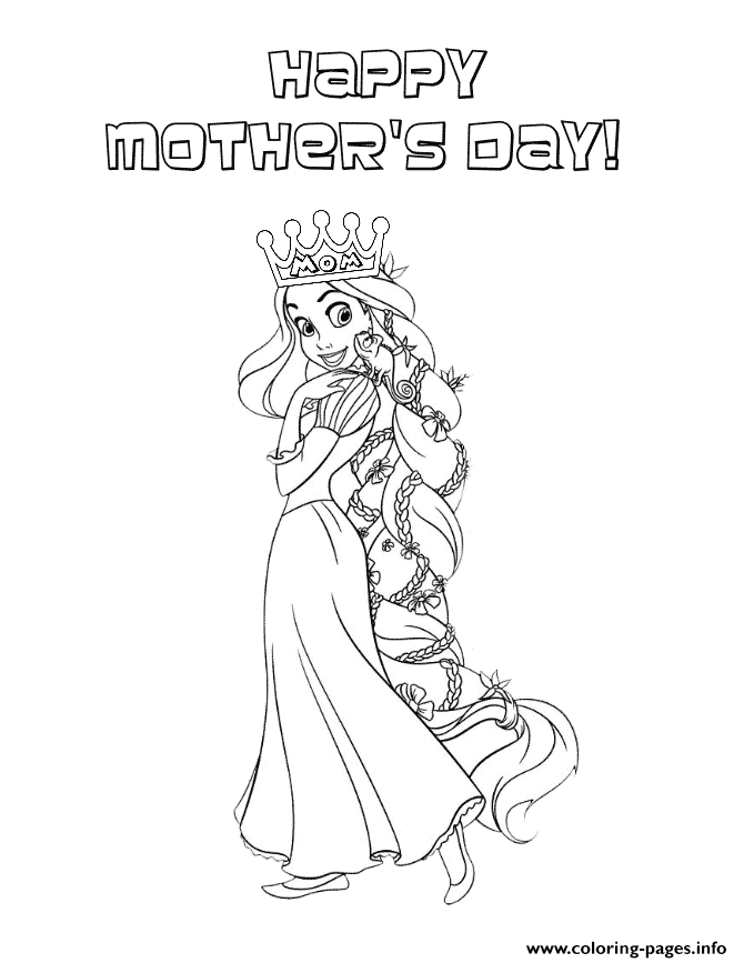 Rapunzel Wears Mothers Day Crown coloring