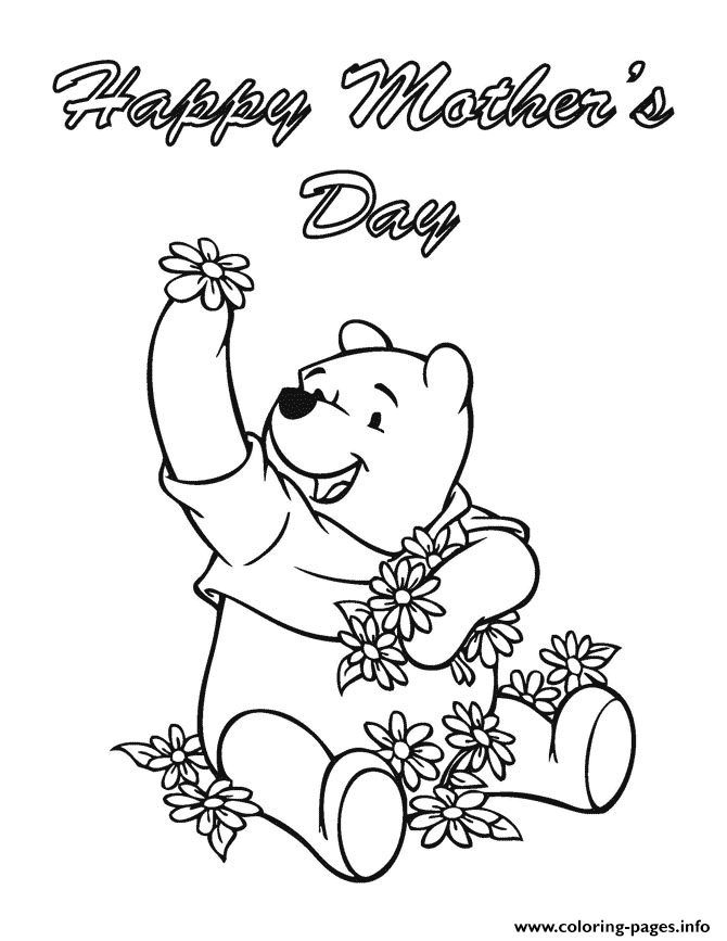 Winnie The Pooh Happy Mothers Day coloring