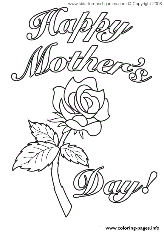 Mothers Day Cards Rose Flower coloring