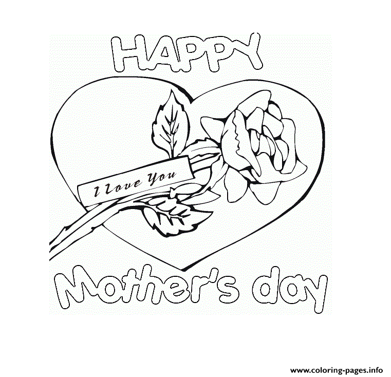 Printable Mothers Day Heart Flower coloring