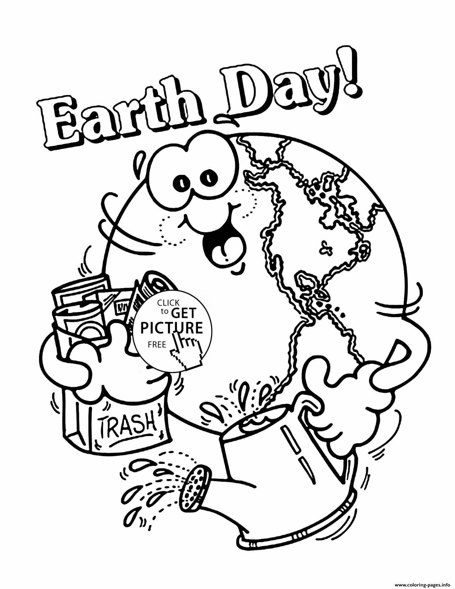 Happy Earth Day For Kids Coloring Page Printable