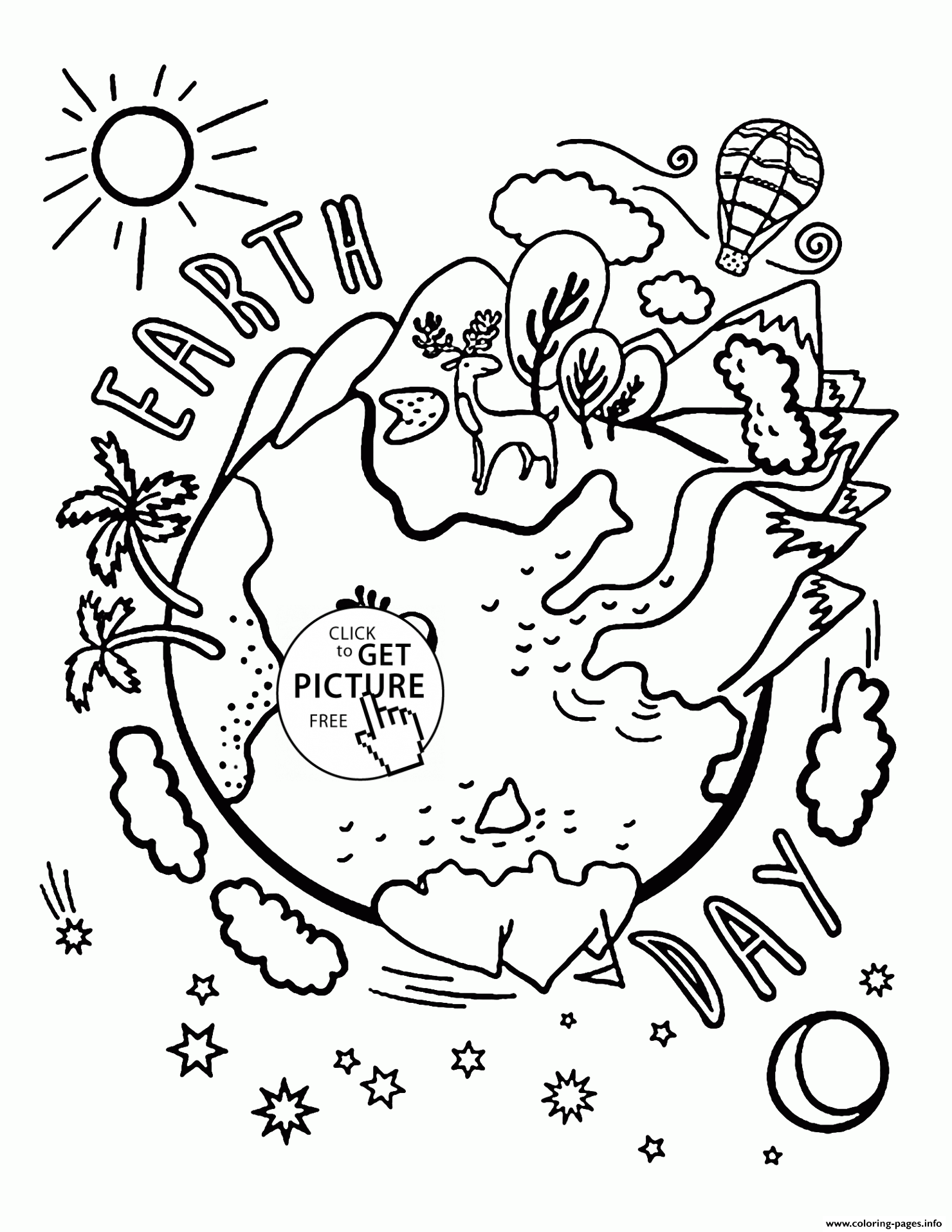 Beautiful Earth Celebration Earth Day Coloring Page Printable