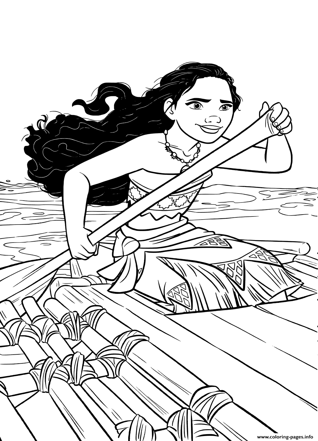 Moana On A Little Ship Coloring Page Printable
