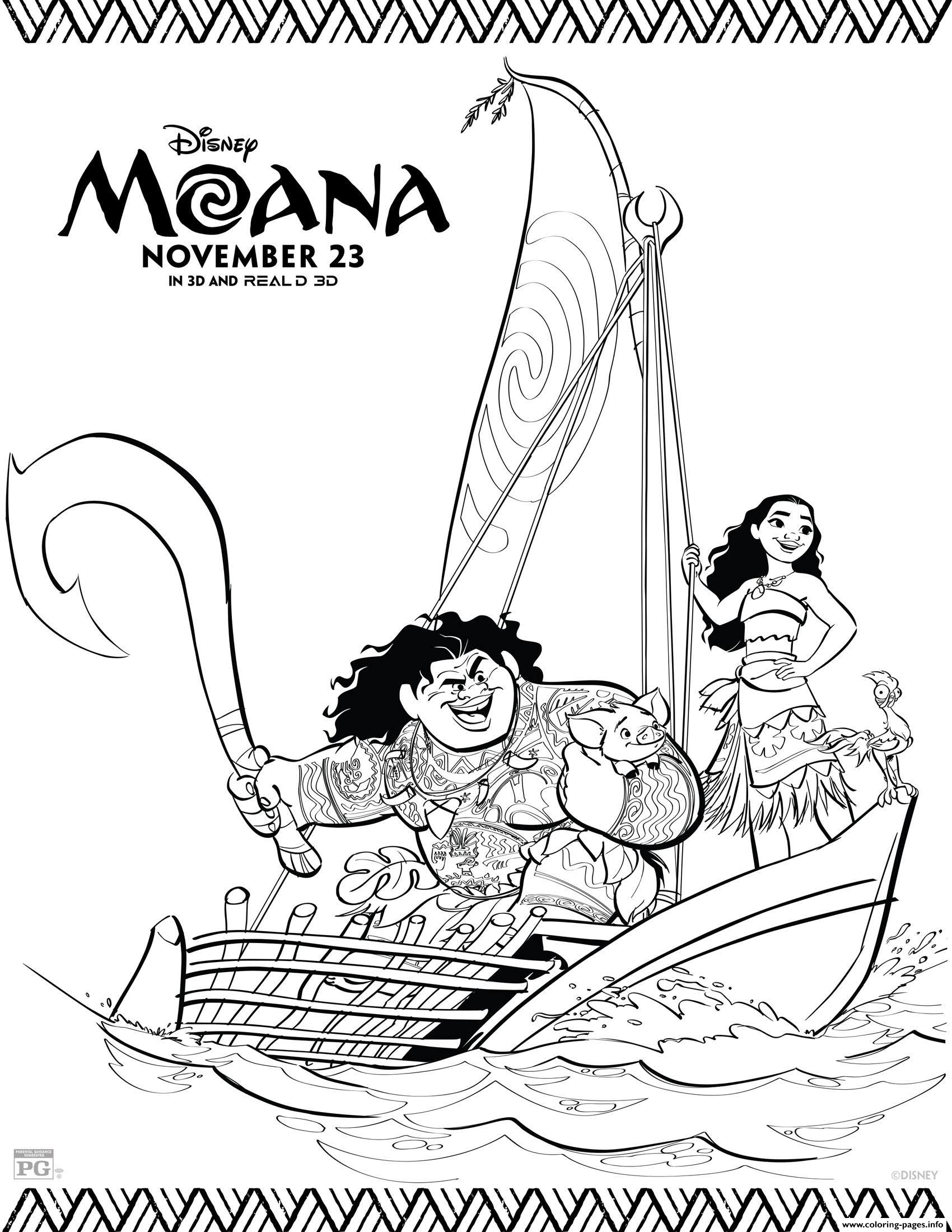 Disneys Moana Ship With Maui coloring