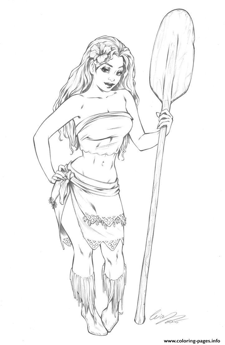 Moana Disney Princess Adult Fan Art Coloring Pages Printable