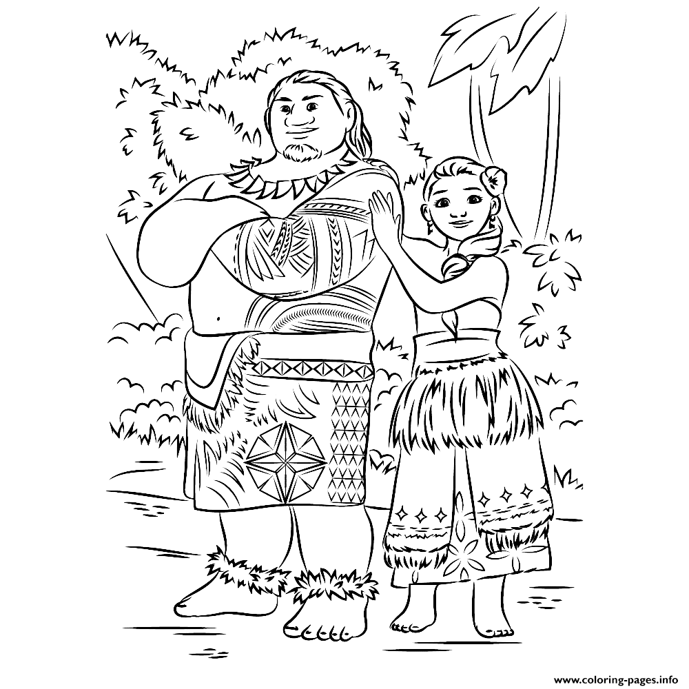 Moana And Maui Forest coloring