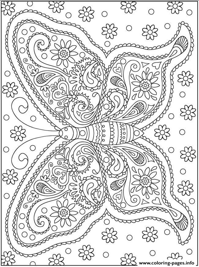 Butterfly Simple But Hard For Adult Coloring Pages Printable