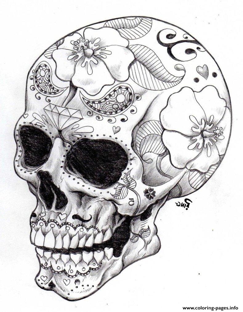 real sugar skull precision hd hard coloring page printable