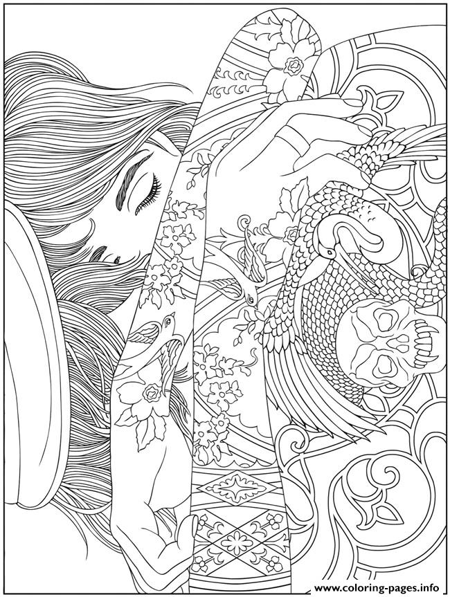 free hard woman tatto mandala coloring pages printable