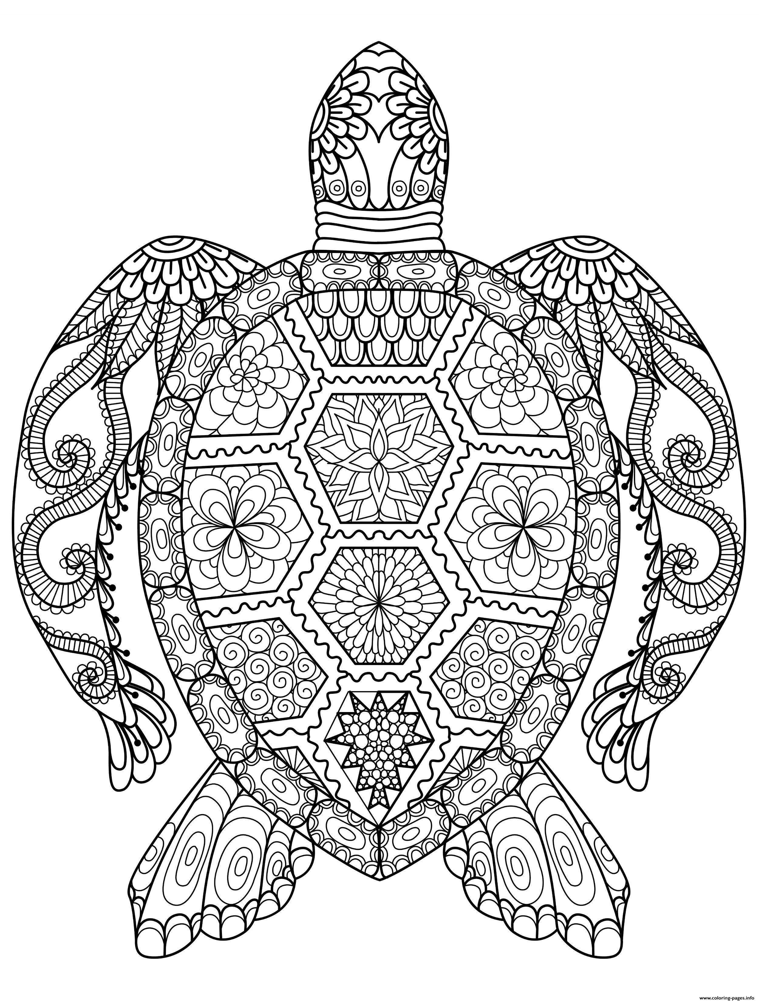Advanced Adult Zentangle Zen Turtle coloring