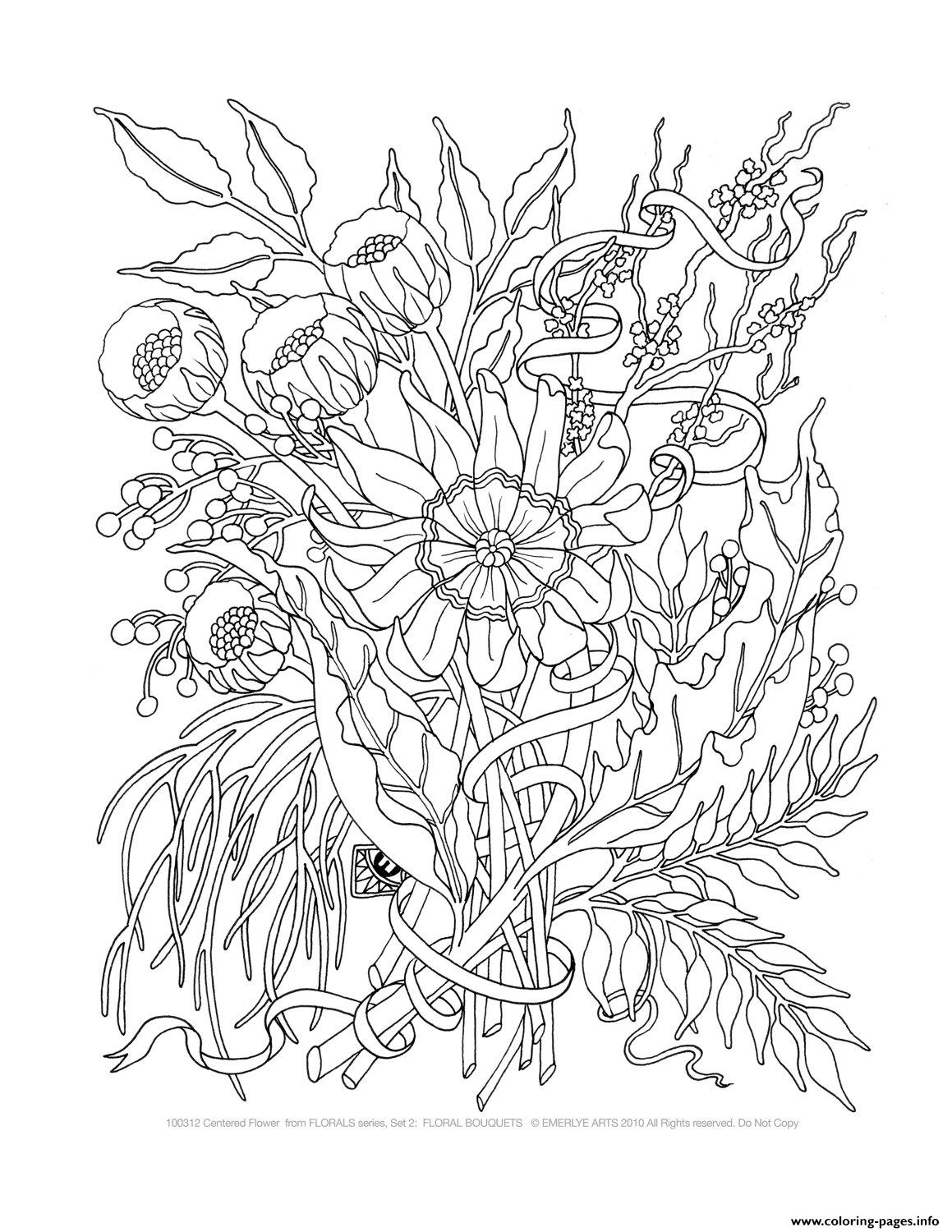 Advanced Trend Elegant Flowers Adult Coloring Pages Coloring page ...