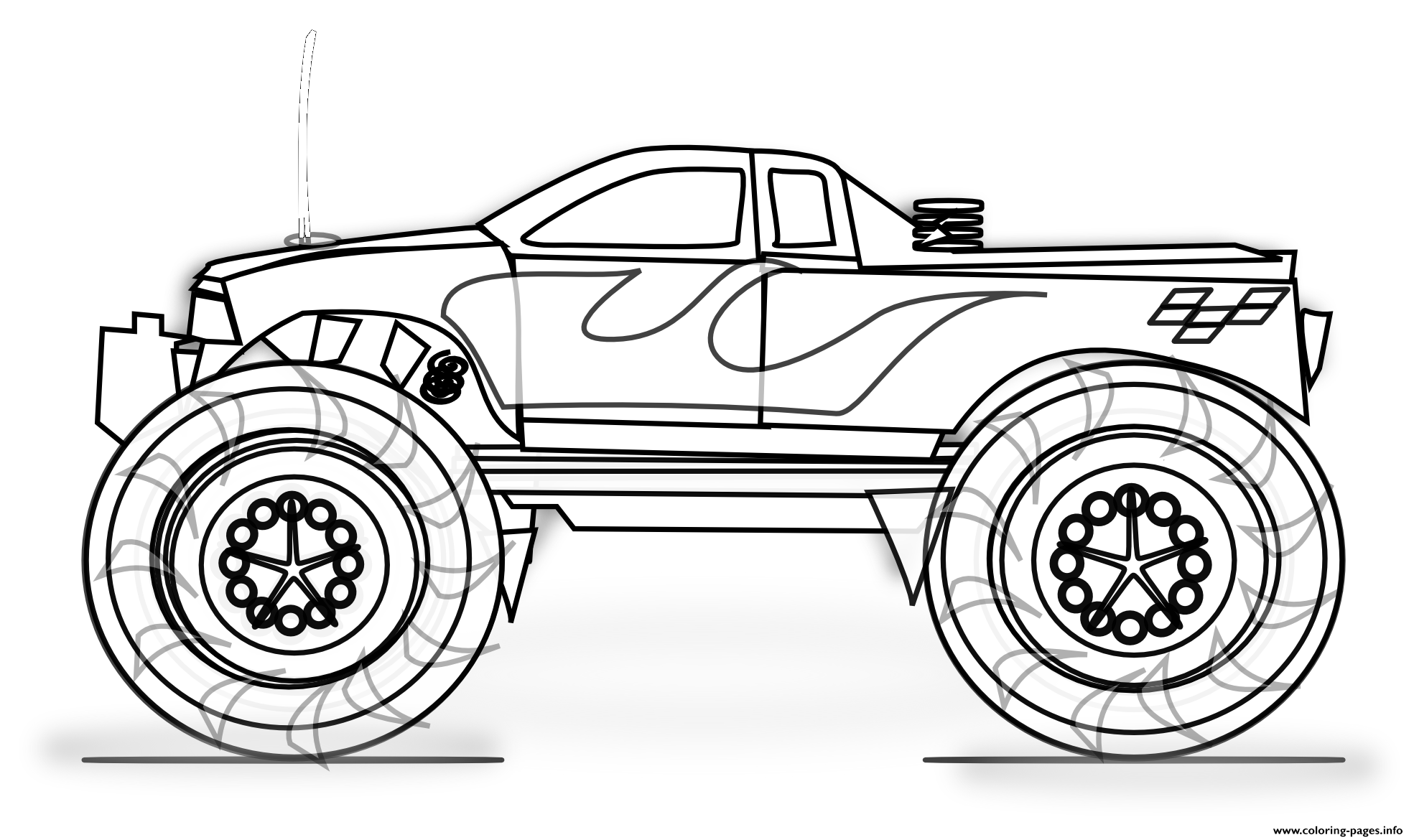 Monster Truck Printable Fire Coloring Page Printable