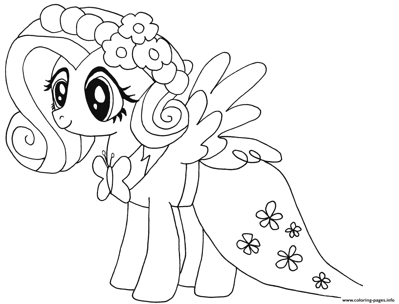 Download Cute Fluttershy My Little Pony Coloring Pages Printable