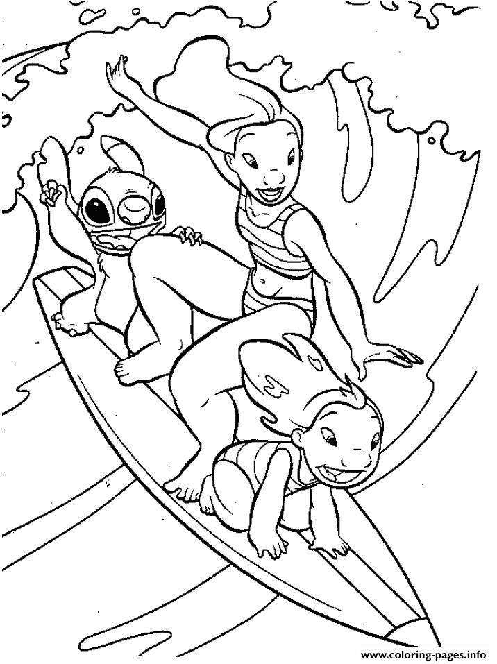 Lilo And Stitch Surfing D5a1 coloring