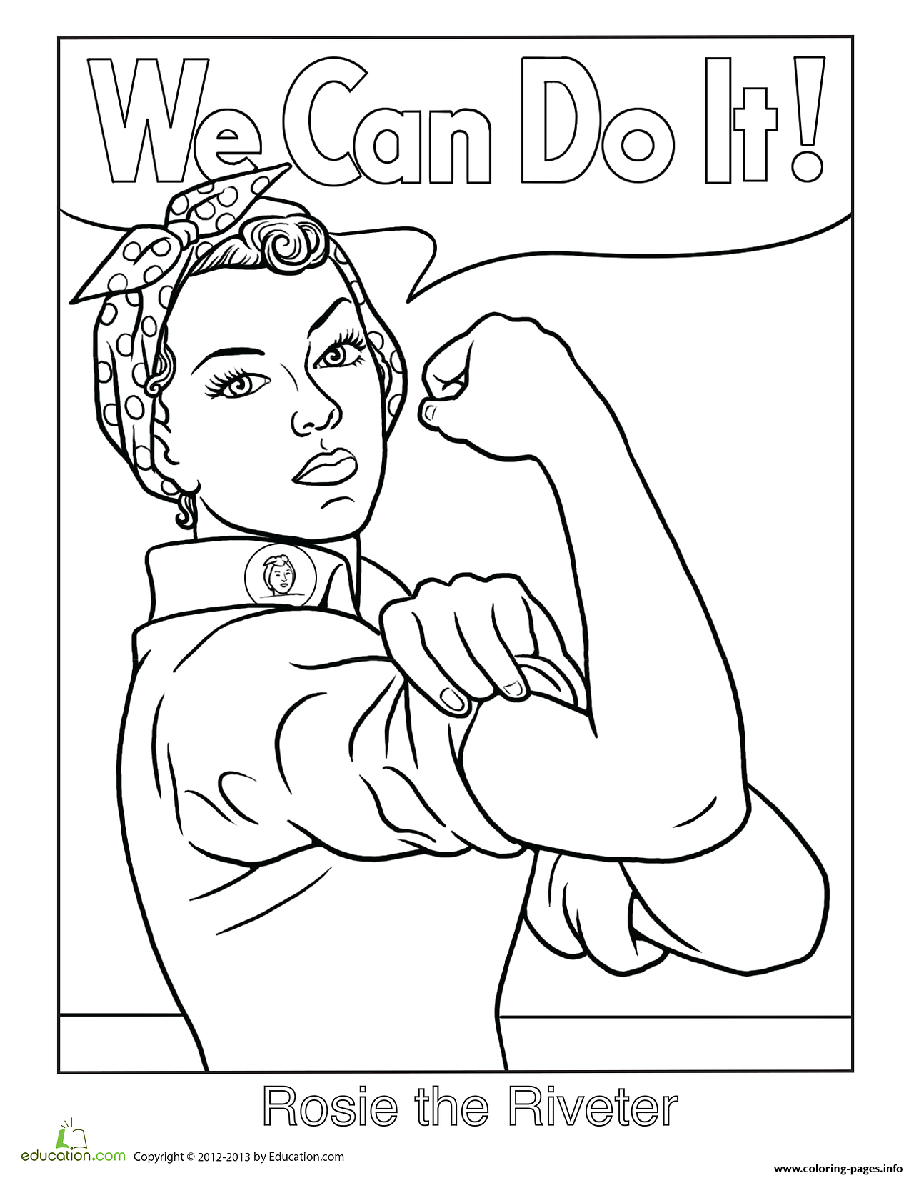 Rosie The Riveter We Can Do It Coloring Page Printable