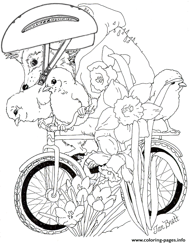 Hedgies Spring Bike Ride By Jan Brett coloring
