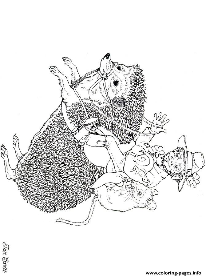 Hedgies March Coloring Art By Jan Brett coloring