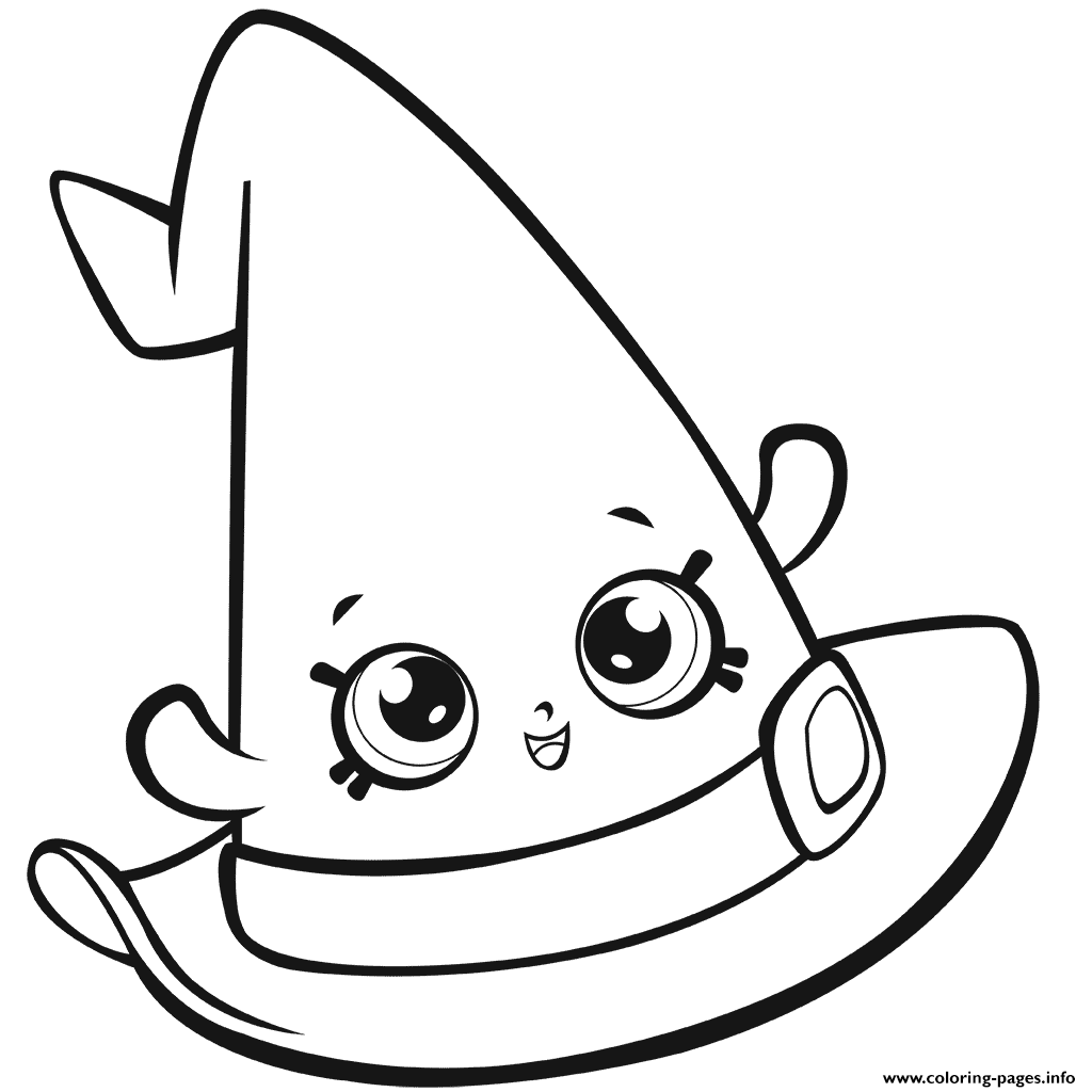 Season 7 Halloween Party Shopkins Purple Witch Hat Coloring page Printable