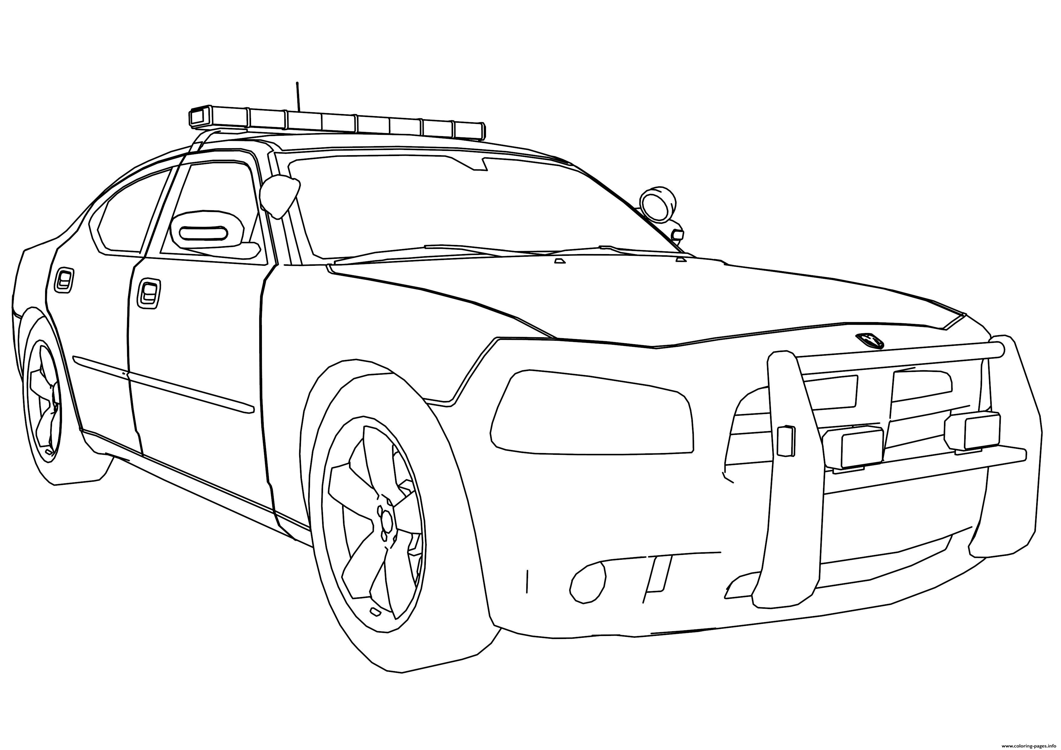 New Police Car Dodge Charger Coloring Pages Printable