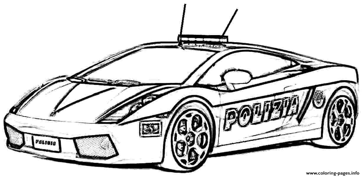 Police Car Lambourguini Sport Coloring Page Printable