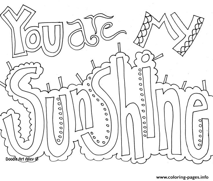 You Are My Sunshine Word Coloring Pages Printable