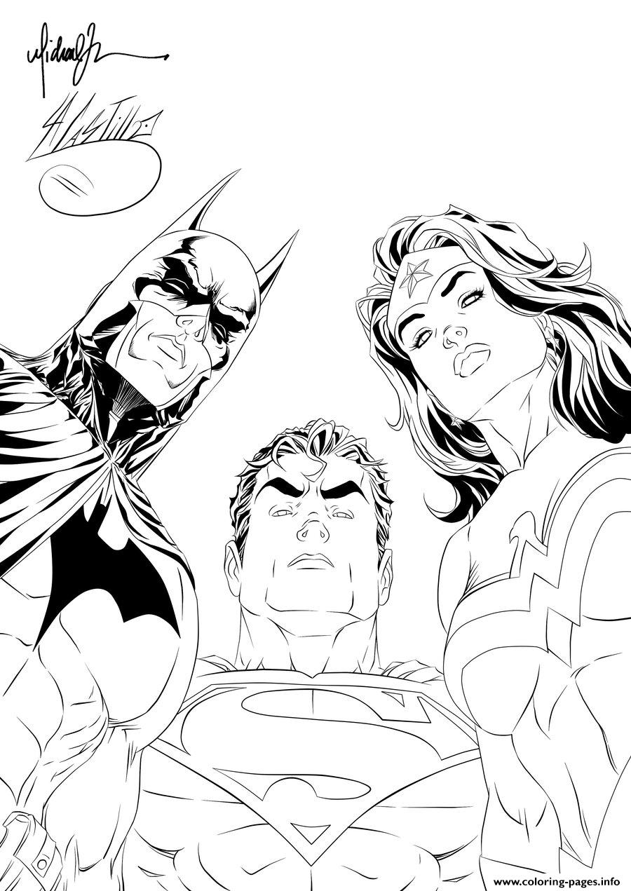 Batman Superman Wonder Woman Looking At You For Adult coloring
