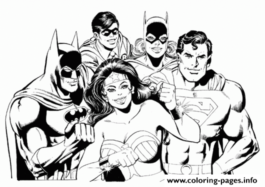 Wonder Woman Et Ses Amis Batman Superman Robin Catwoman coloring