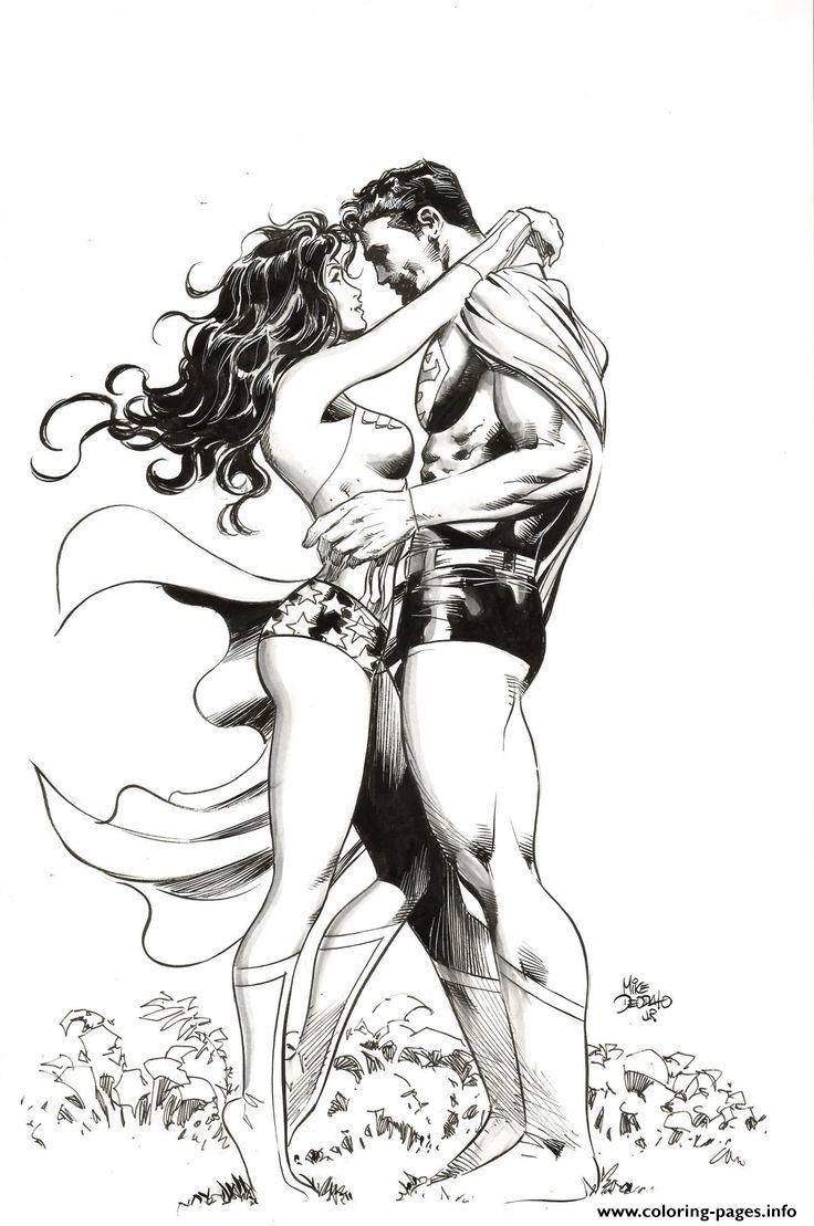 Wonder Woman With Superman Romantic Moment coloring