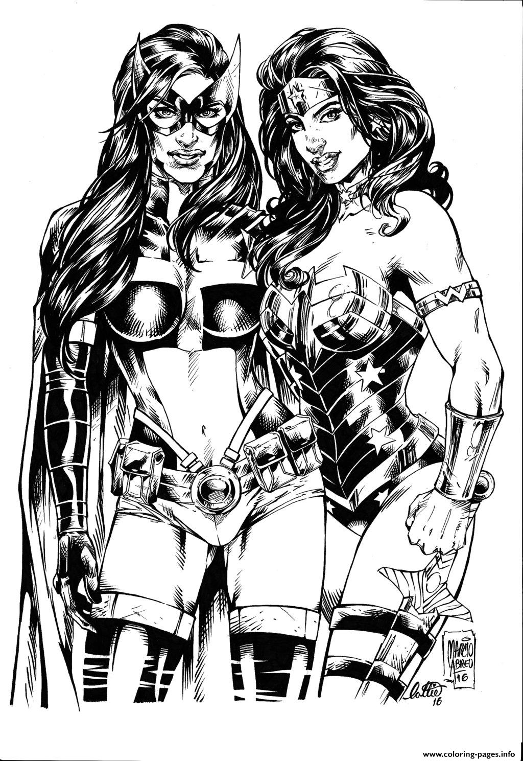 Huntress Catwoman Wonder Woman Inked By Lottiefrancis coloring