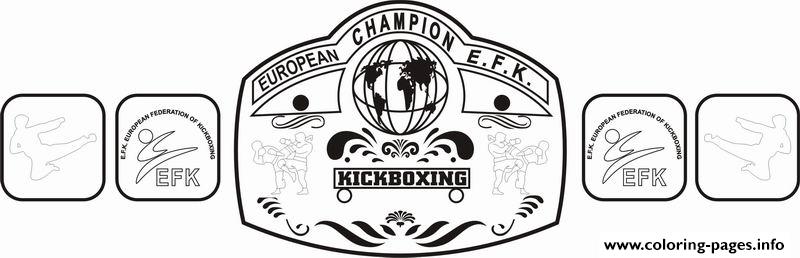 EFK BELT Kickboxing Championship Belt Coloring page Printable