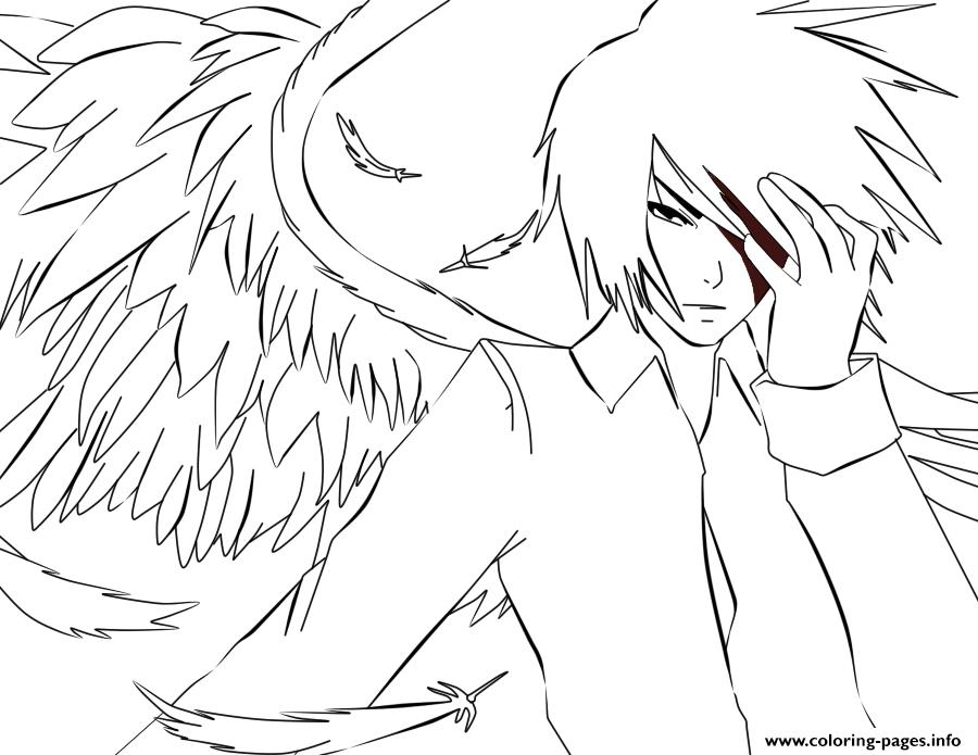 White Anime Angel Coloring Pages Printable